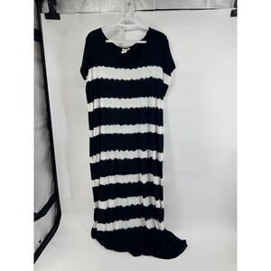 EDY P Black White Tie Dye Coastal Maxi Dress Tunic Oversized Comfort Size 3X